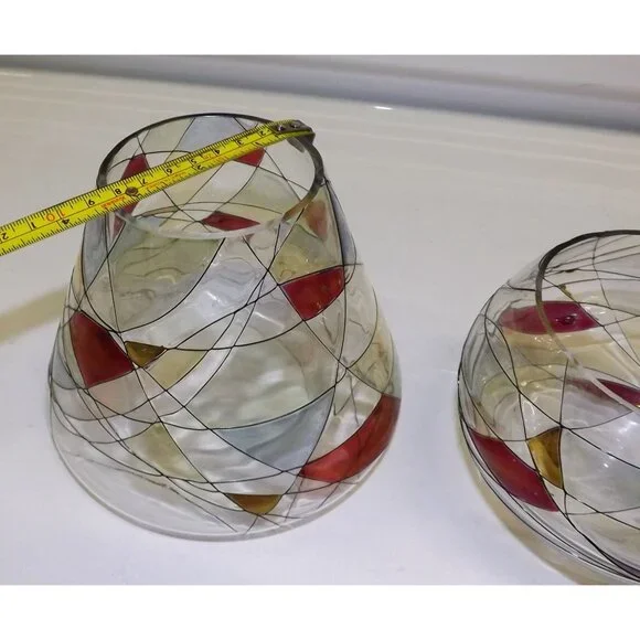 PartyLite Mosaic Calypso Jar Glass Candle Shade Vase & Lampshade Set Abstract - Picture 7 of 12